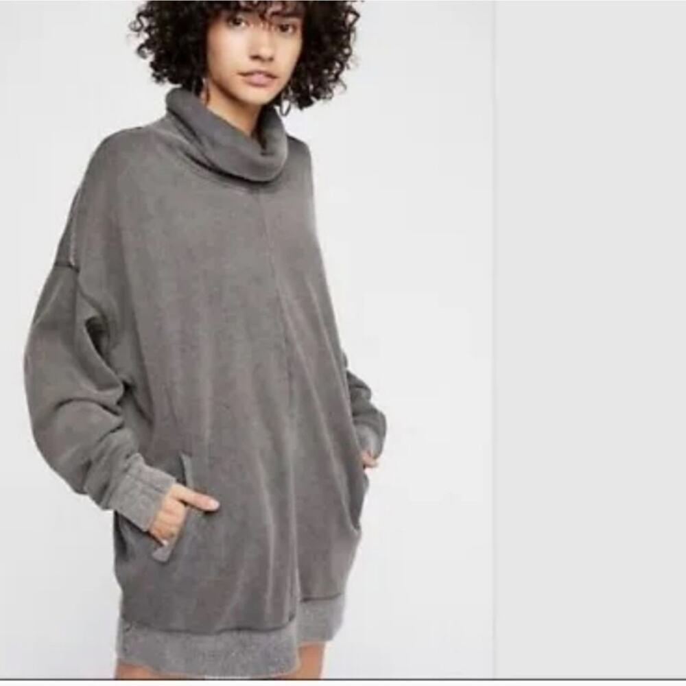 Free People Too Easy Slouchy Sweatshirt Size M Gray